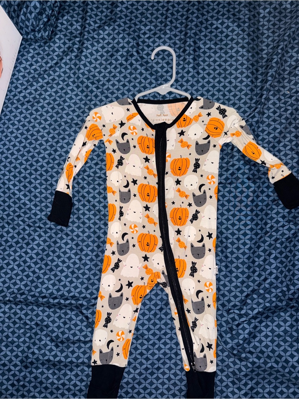 Little Sleepies Boo Crew One-Piece Pajamas - Orange/Gray/White